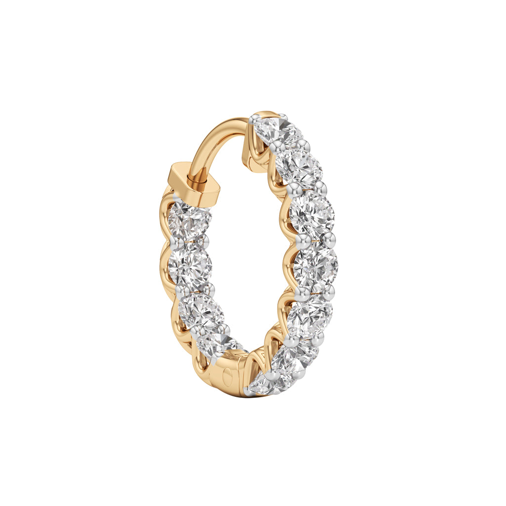 2Ct Round Shape,,Hoops Earrings