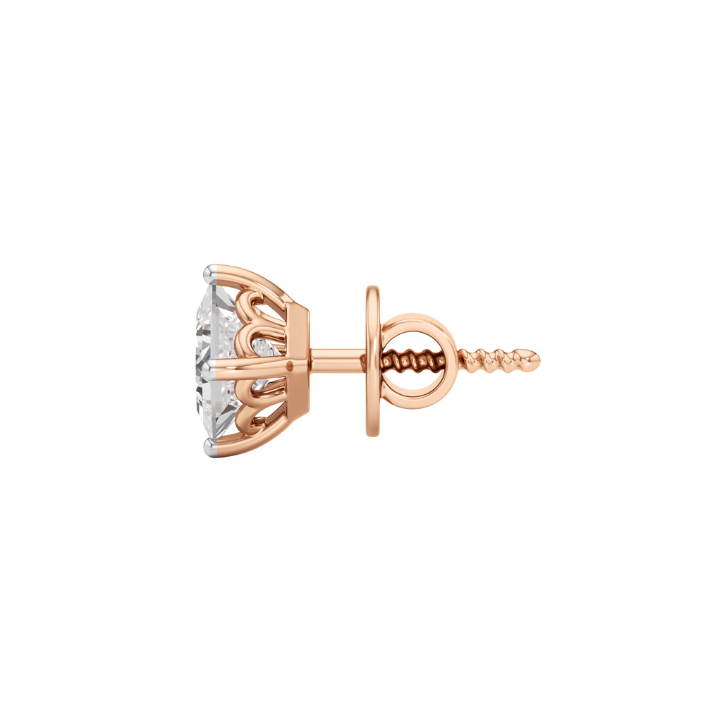 1Ct Princess Shape Solitaire Studs Earrings