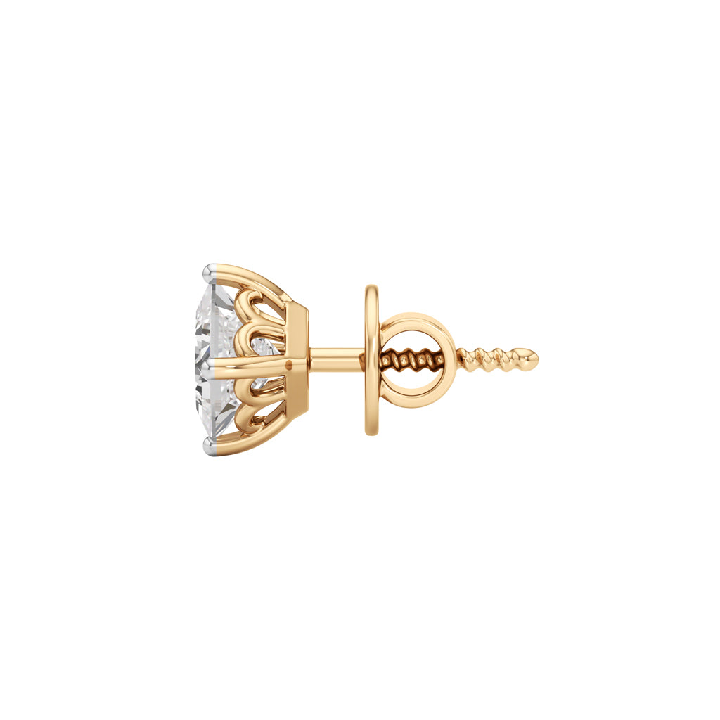 1Ct Princess Shape Solitaire Studs Earrings