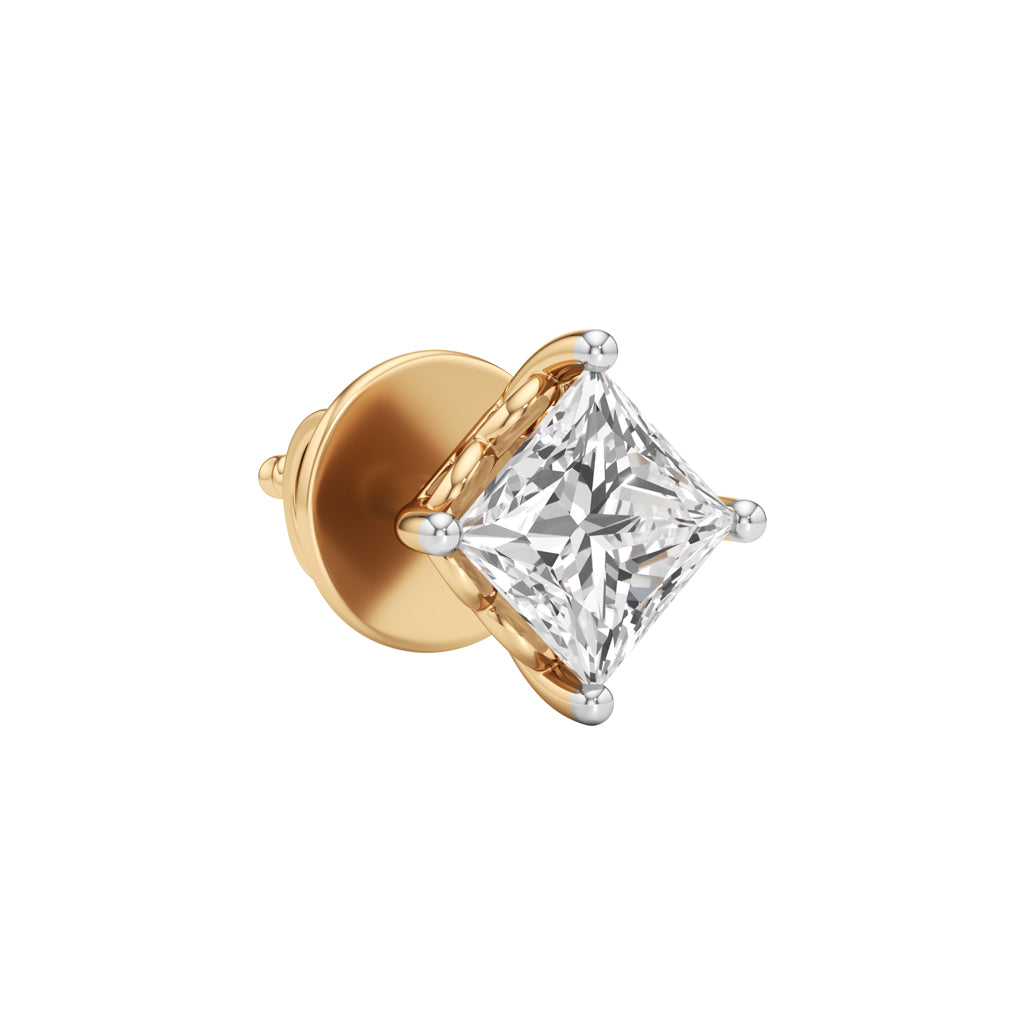 1Ct Princess Shape Solitaire Studs Earrings