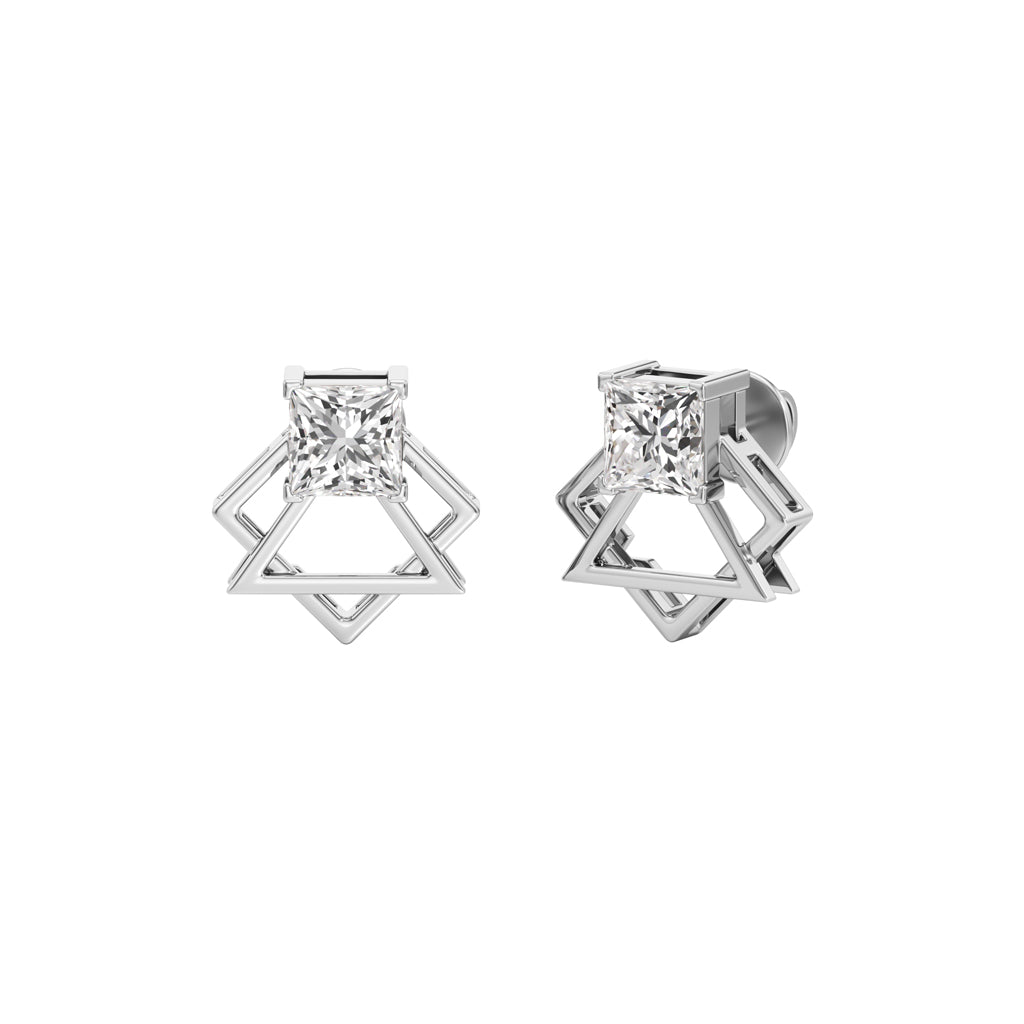 2Ct Princess Shape Fancy Studs Earrings