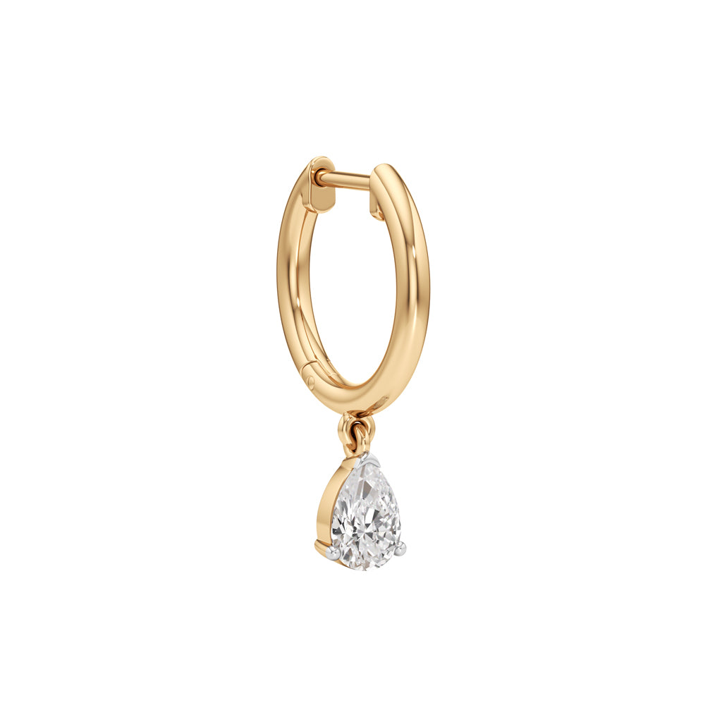 1.00Ct Pear Shape,Hoops Earrings