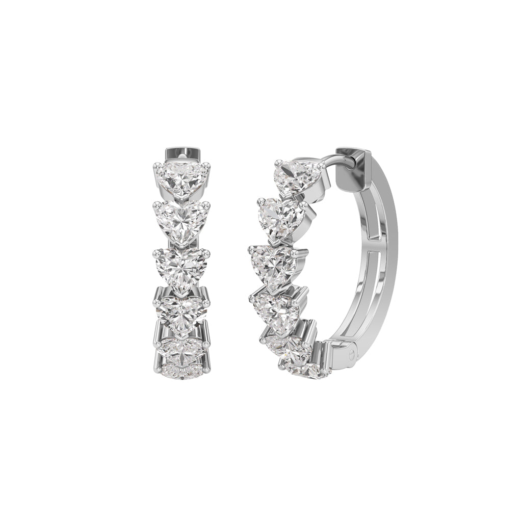 3.00Ct Heart Shape,Hoops Earrings
