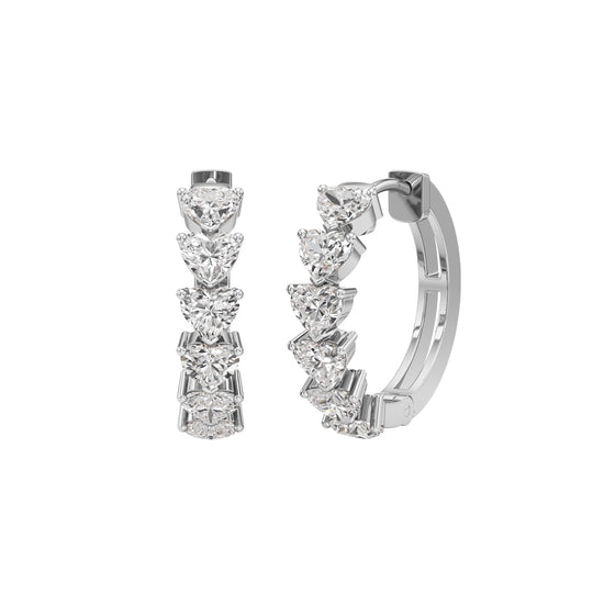 3.00Ct Heart Shape,Hoops Earrings
