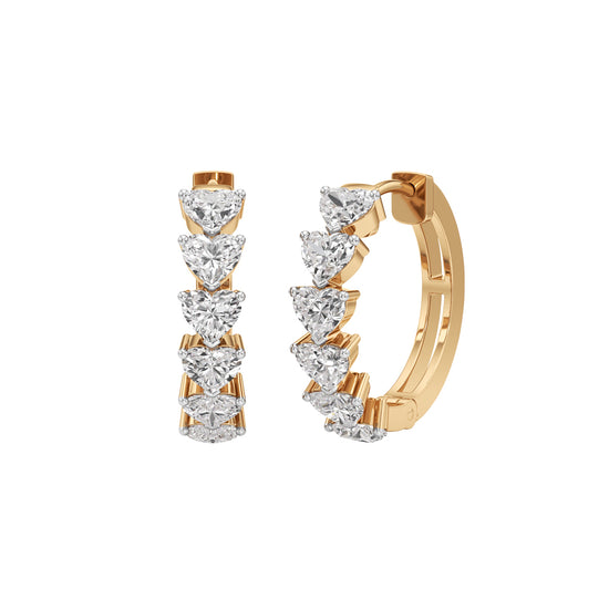 3.00Ct Heart Shape,Hoops Earrings