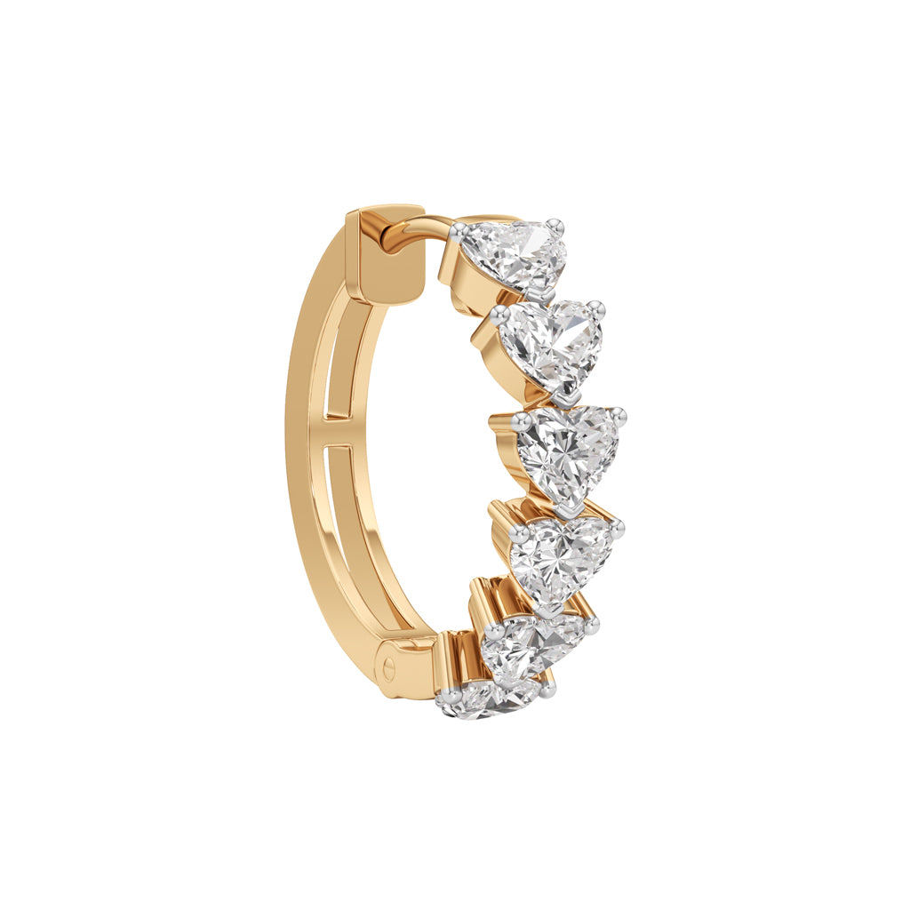 3.00Ct Heart Shape,Hoops Earrings