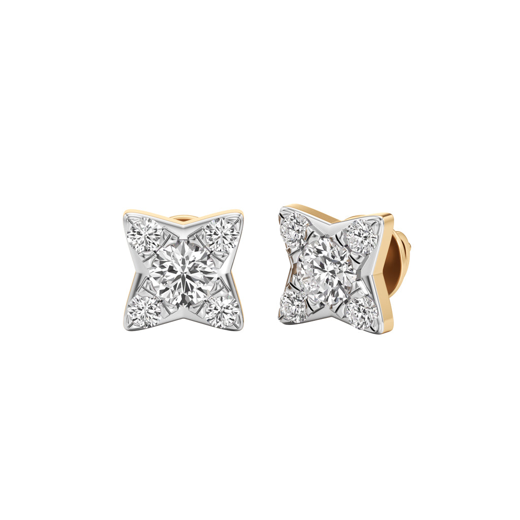 1.00Ct Round Shape Fancy Studs Earrings