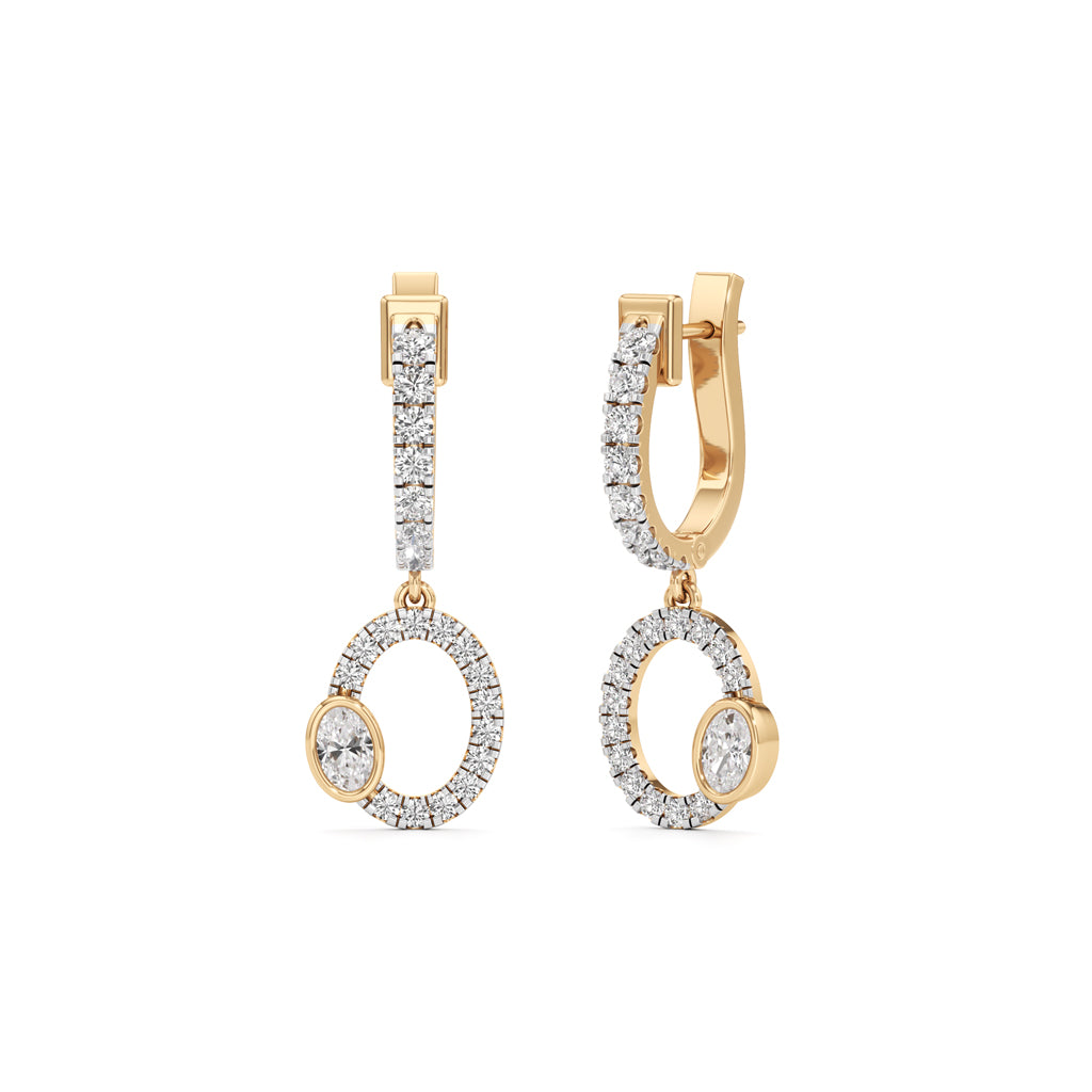Gleaming Hoop Diamond Gold Earrings