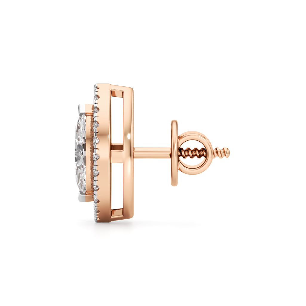 1.25Ct Halo Stud Diamond Gold Earrings