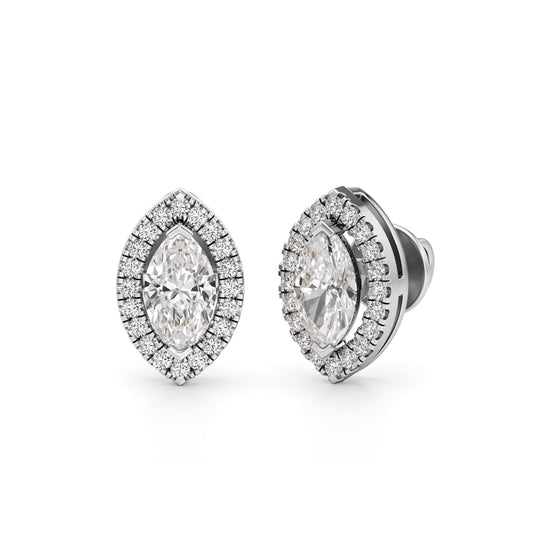 1.25Ct Halo Stud Diamond Gold Earrings