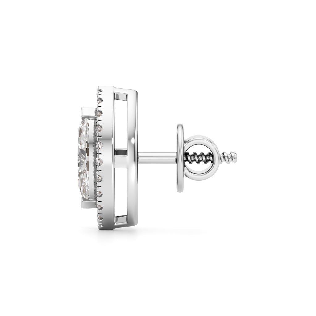 1.25Ct Halo Stud Diamond Gold Earrings