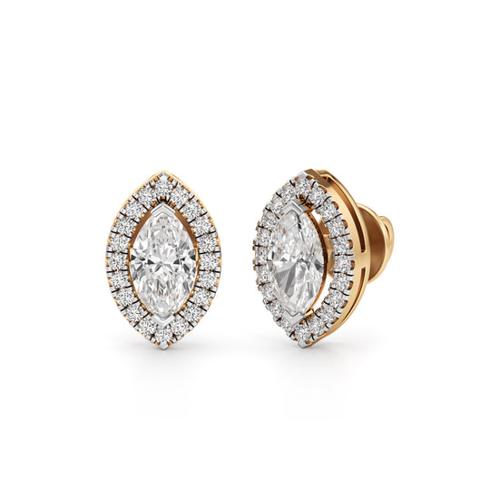 1.25Ct Halo Stud Diamond Gold Earrings
