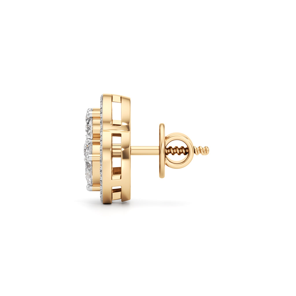 Fancy Stud Diamond Gold Earrings