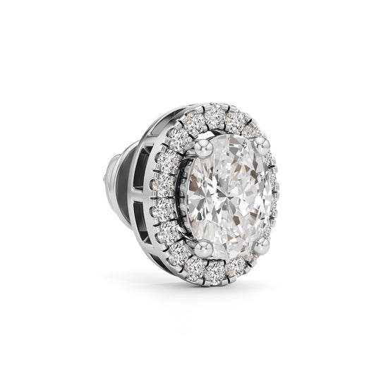1.75CT Oval Halo Diamond Stud Earrings