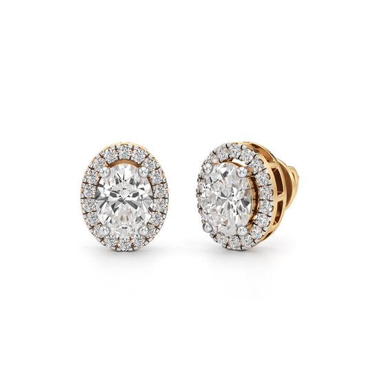 1.75CT Oval Halo Diamond Stud Earrings
