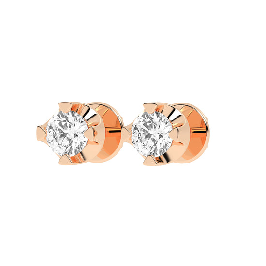 Classic Platinum Round Diamond Stud Earrings