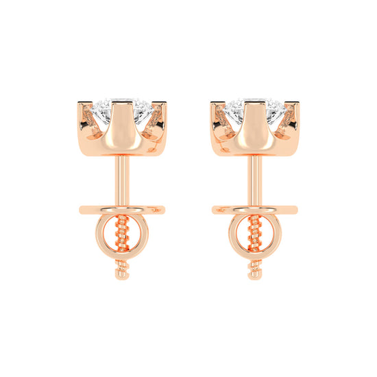 Classic Platinum Round Diamond Stud Earrings