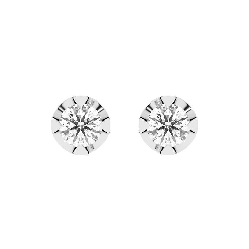Classic Platinum Round Diamond Stud Earrings
