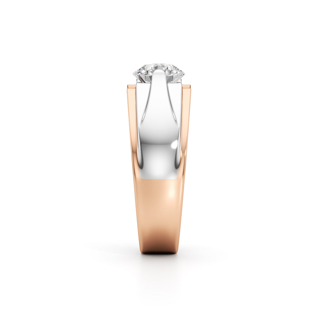 Majestic Dual-Tone Solitaire Diamond Ring for Men