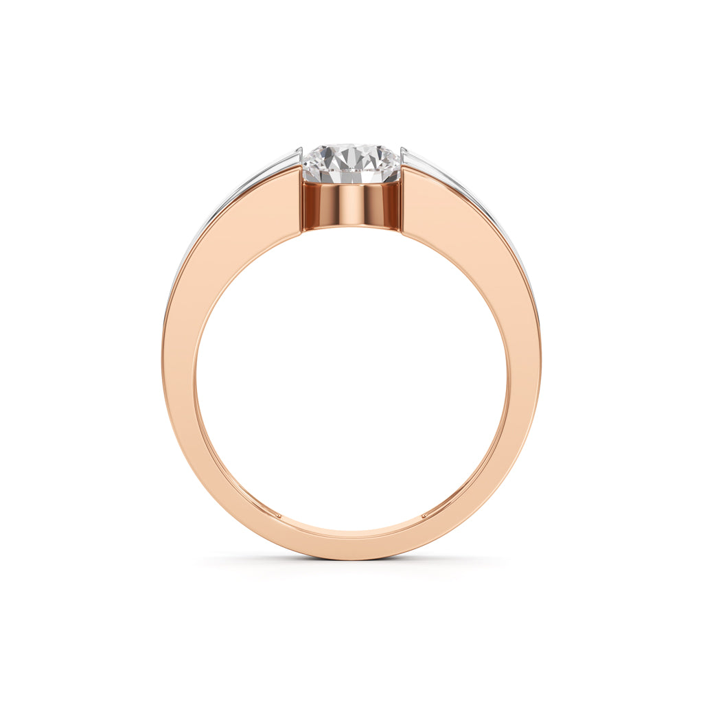 Regal Crest Two-Tone Solitaire Diamond Ring for Men