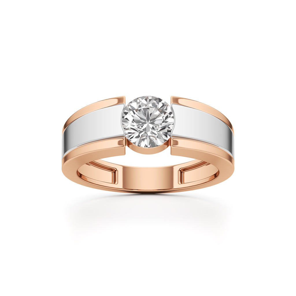 Regal Crest TwoTone Solitaire Diamond Ring for Men