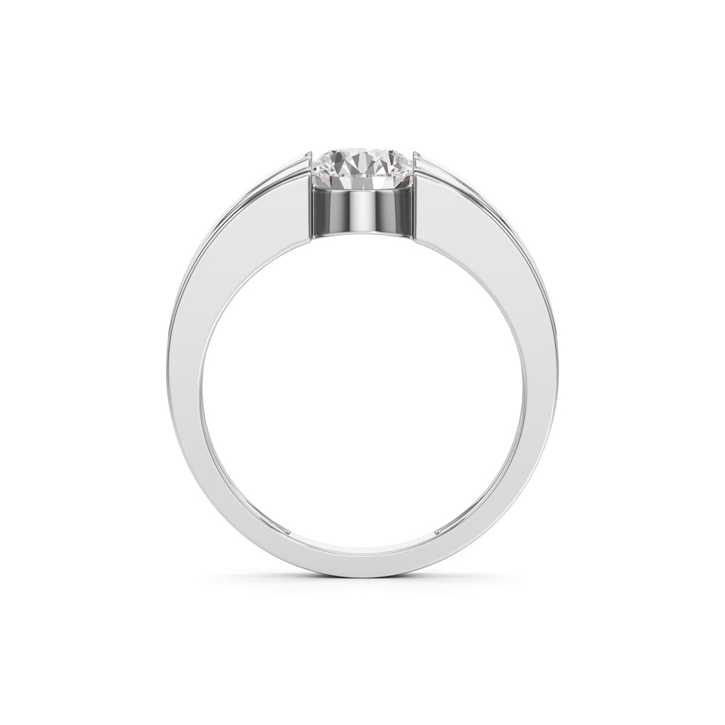Regal Crest Two-Tone Solitaire Diamond Ring for Men