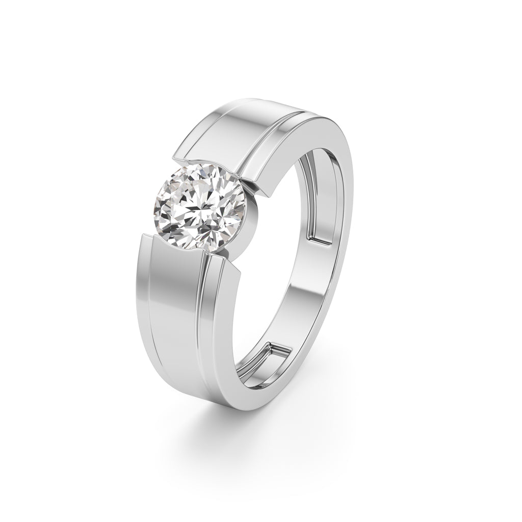 Regal Crest TwoTone Solitaire Diamond Ring for Men