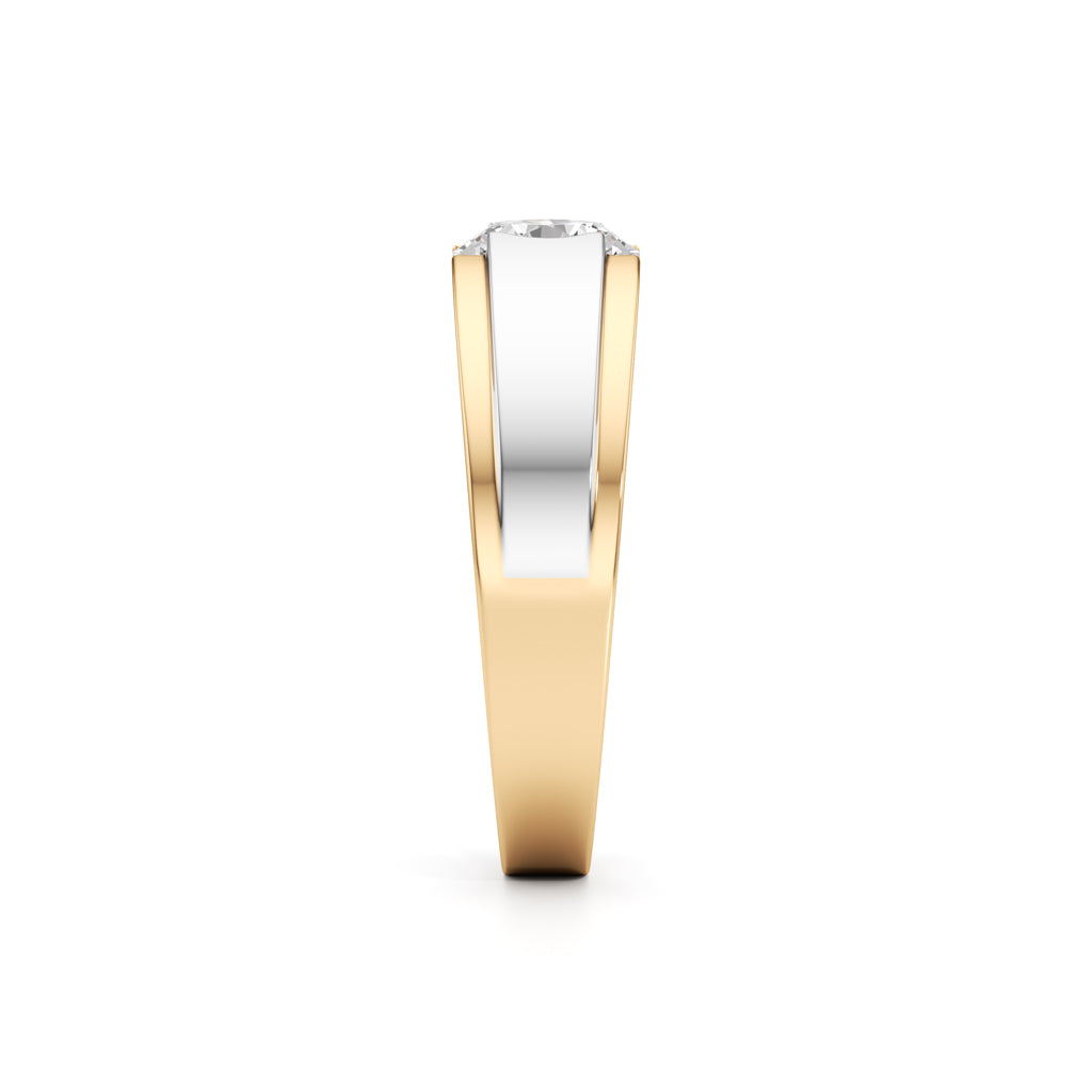 Regal Crest Two-Tone Solitaire Diamond Ring for Men