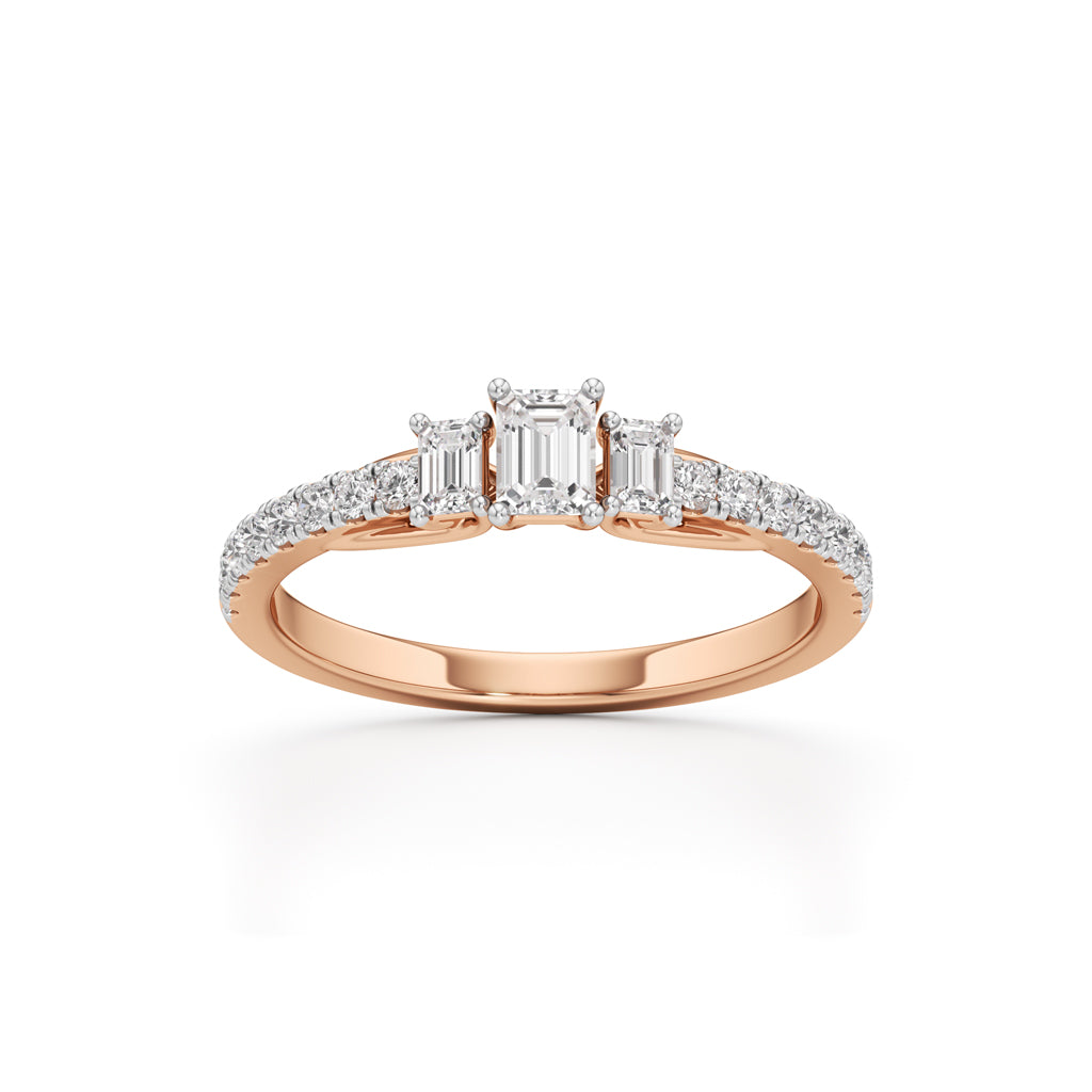 Sidorra 0.5Ct Surface Emerald Cut Side Stone Ring