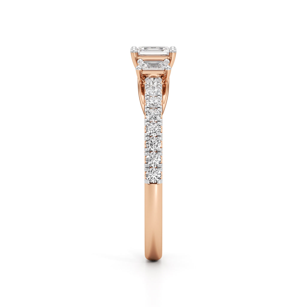 Sidorra 05Ct Surface Emerald Cut Side Stone Ring
