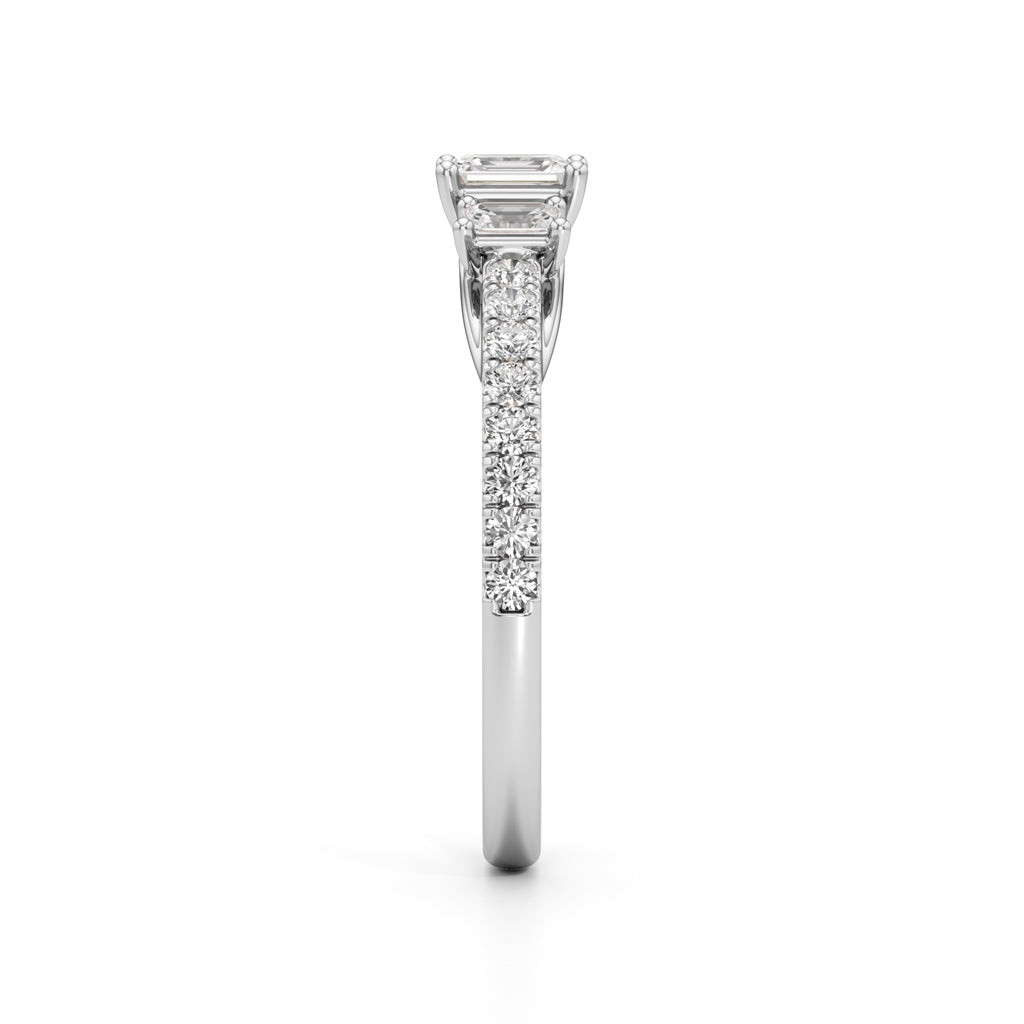 Sidorra 0.5Ct Surface Emerald Cut Side Stone Ring