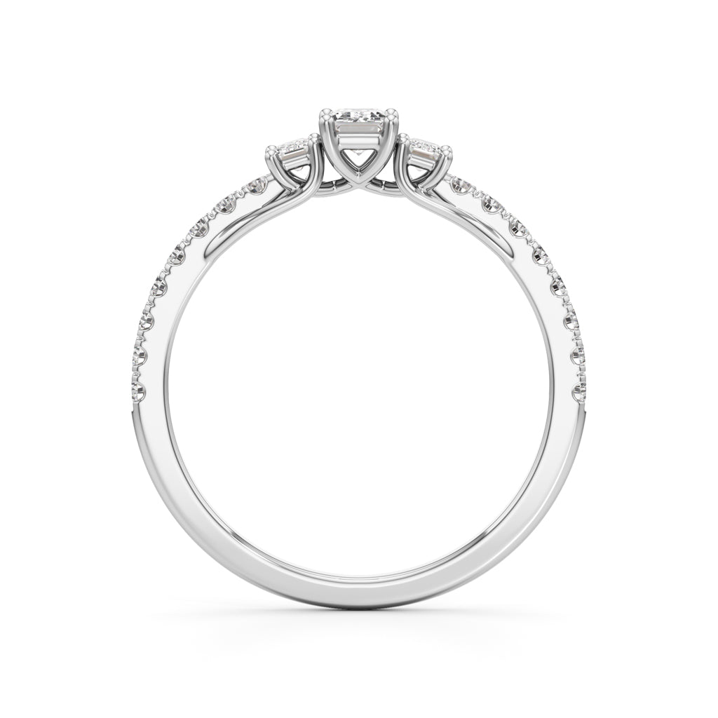 Sidorra 05Ct Surface Emerald Cut Side Stone Ring