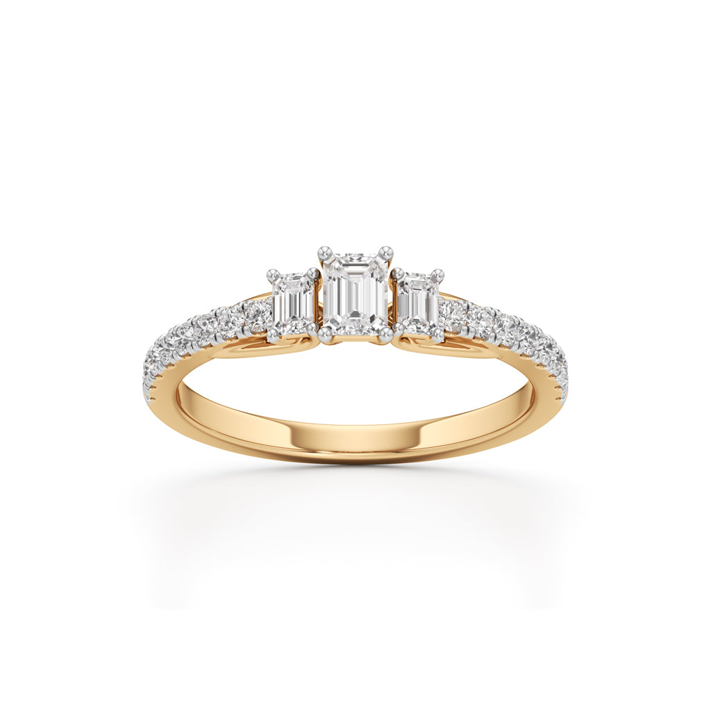 Sidorra 05Ct Surface Emerald Cut Side Stone Ring