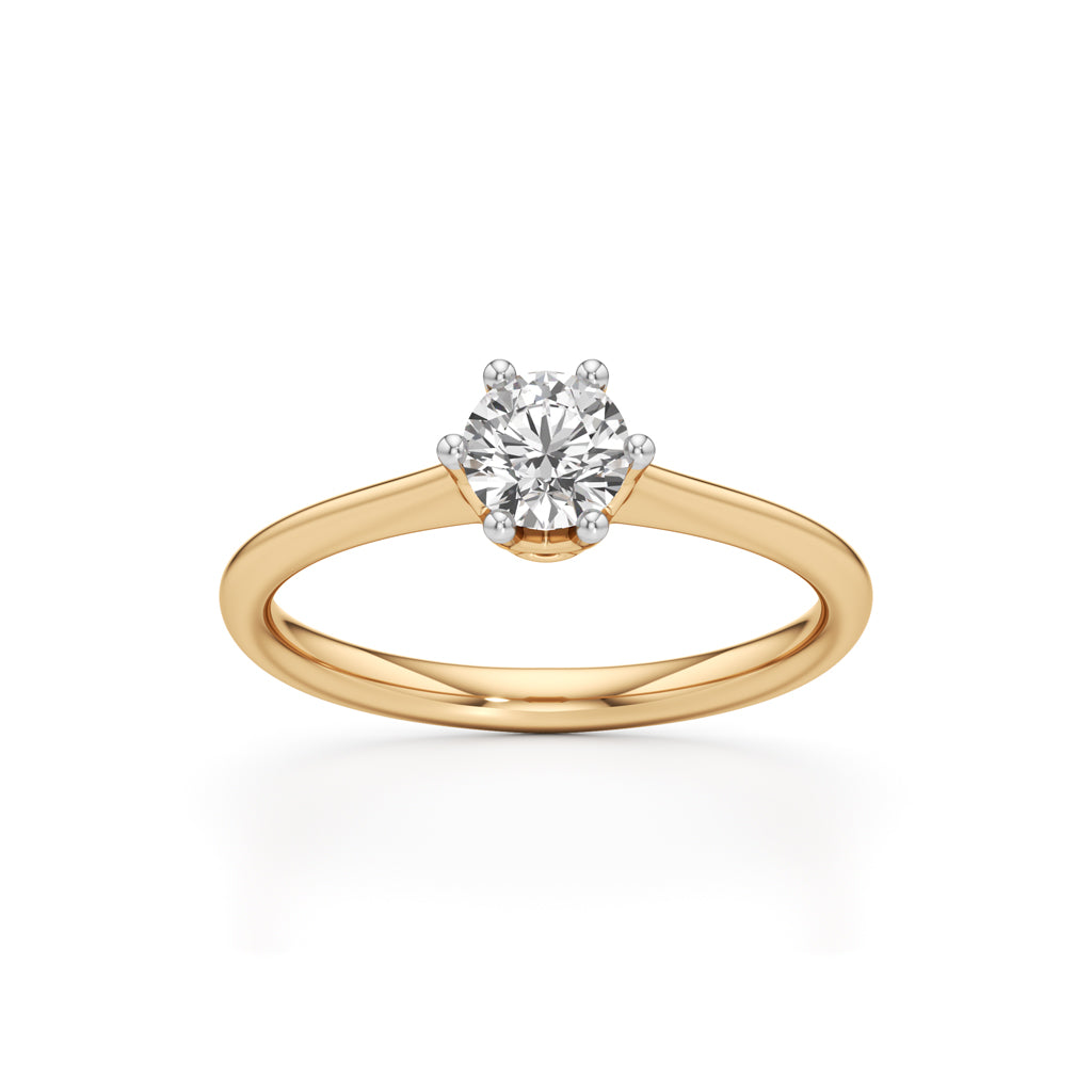 Crystellea 050Ct Six Prong Round Cut Solitaire Ring