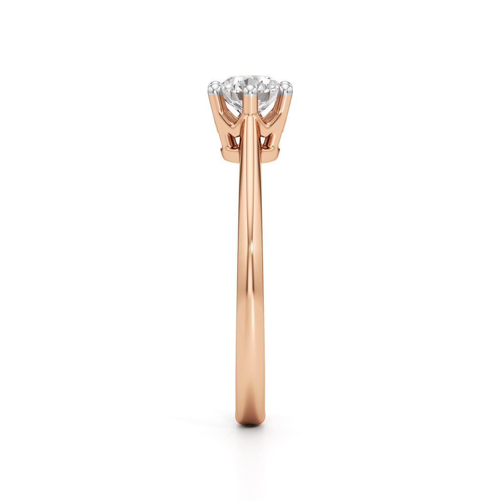 Crystellea 0.50Ct Six Prong Round Cut Solitaire Ring