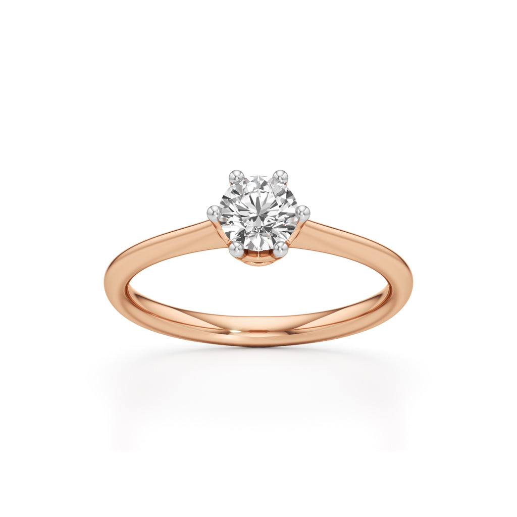 Crystellea 050Ct Six Prong Round Cut Solitaire Ring