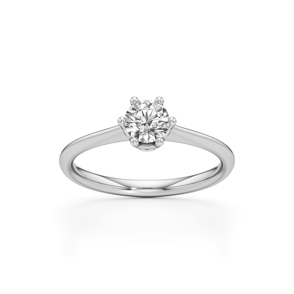 Crystellea 050Ct Six Prong Round Cut Solitaire Ring