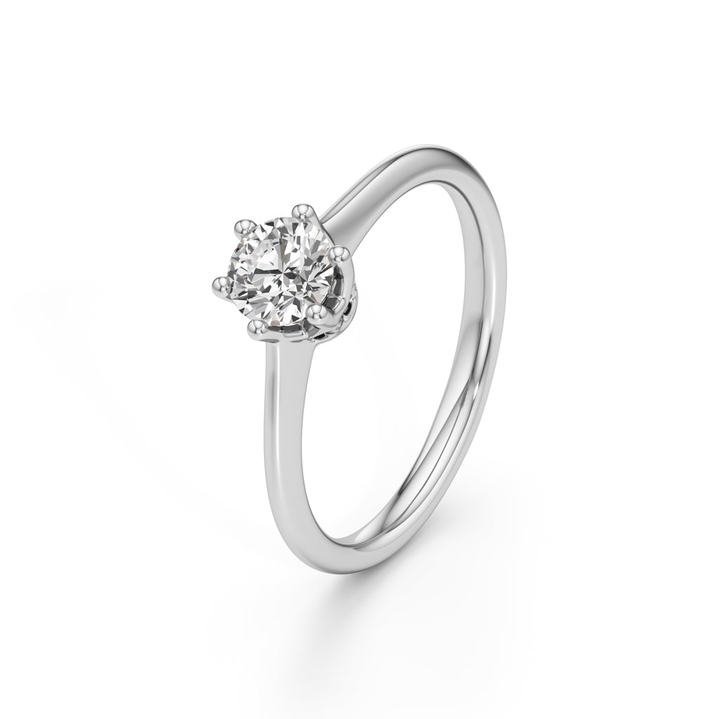 Crystellea 050Ct Six Prong Round Cut Solitaire Ring