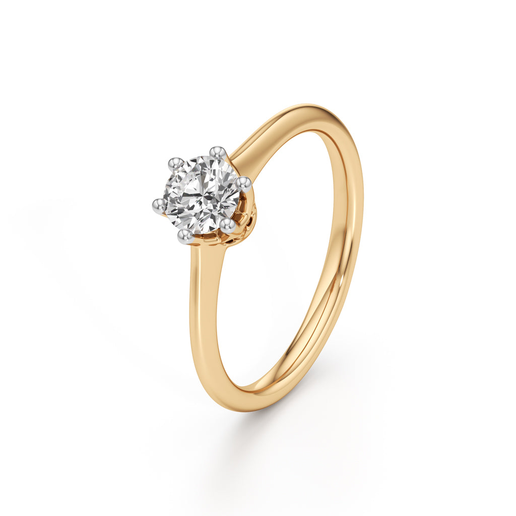 Crystellea 050Ct Six Prong Round Cut Solitaire Ring