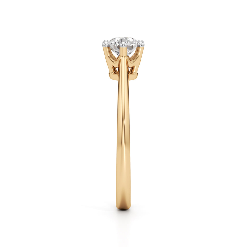 Crystellea 050Ct Six Prong Round Cut Solitaire Ring