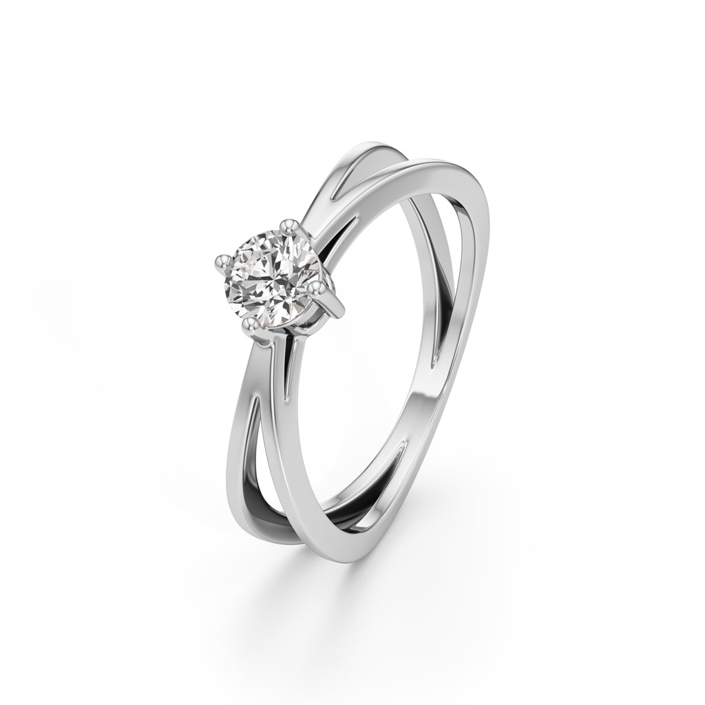 Delicine Twist Round Cut Delicate Ring