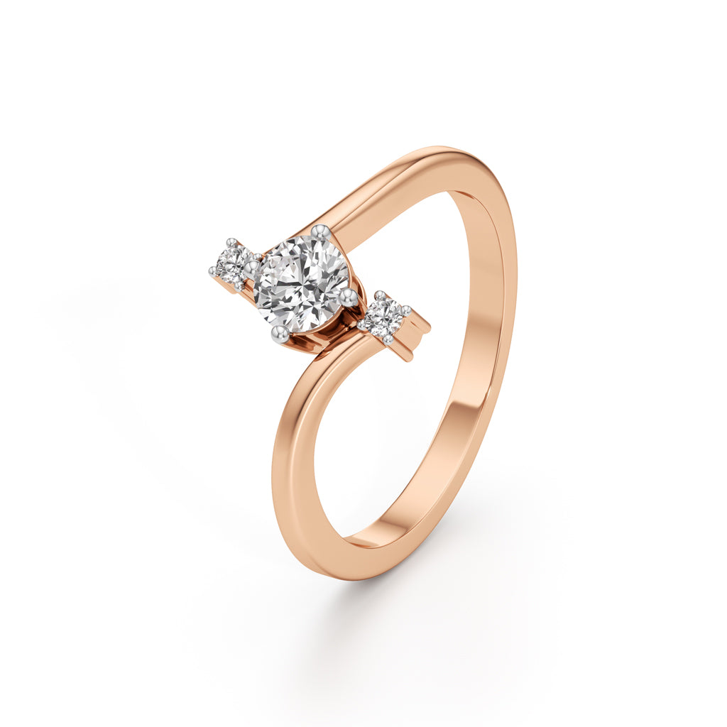Deliraine 025Ct Bypass Round Cut Delicate Ring