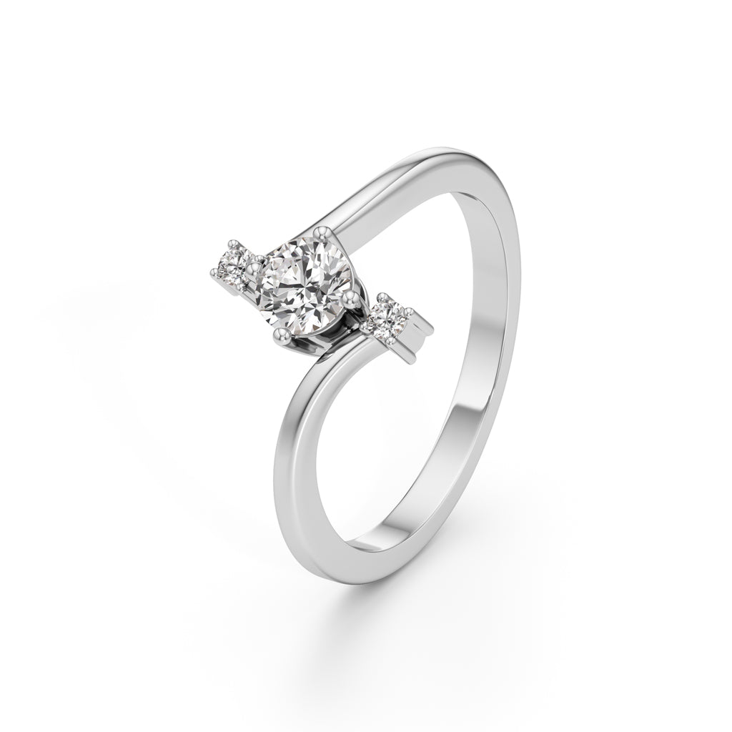 Deliraine 025Ct Bypass Round Cut Delicate Ring