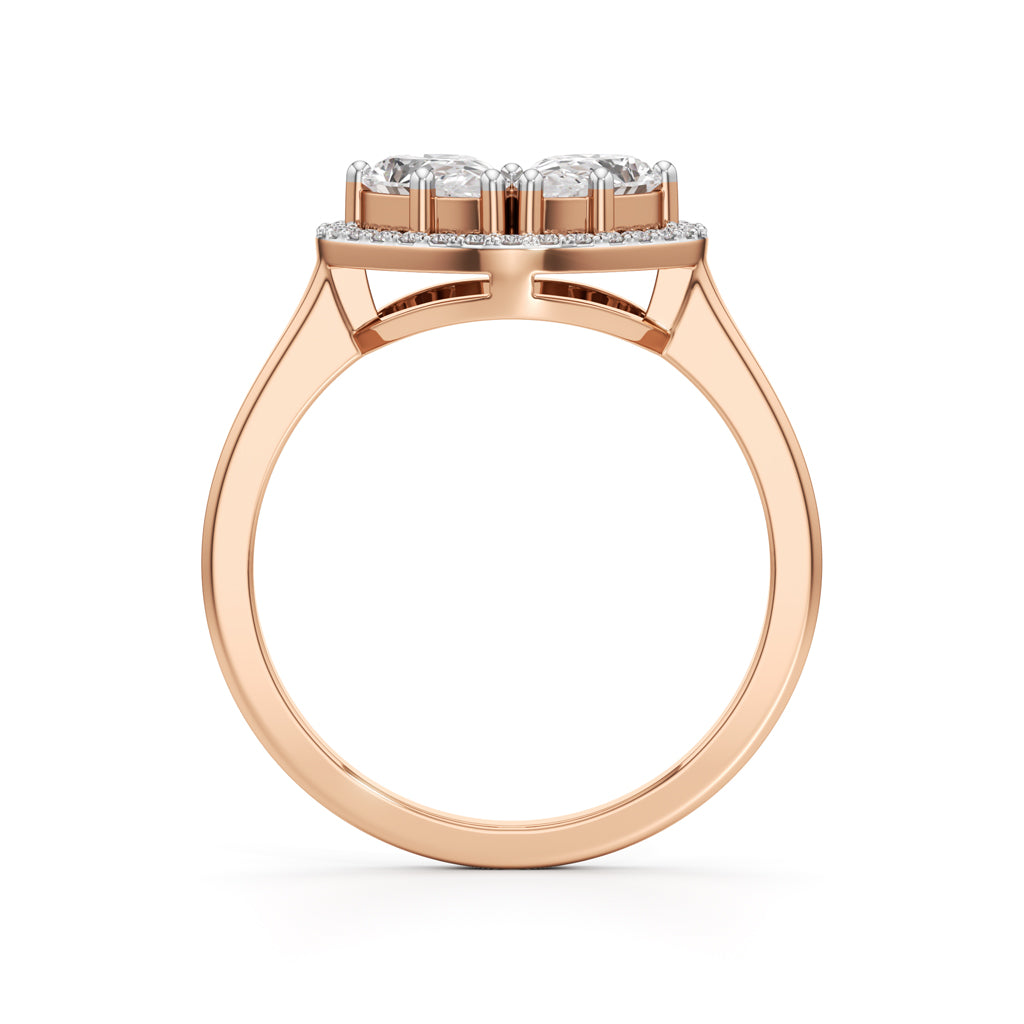 Haladira Heart Style Pear Cut Halo Ring