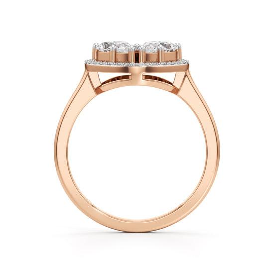 Haladira Heart Style Pear Cut Halo Ring