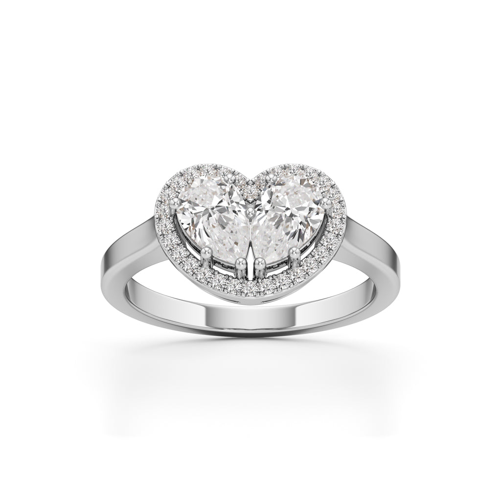 Haladira Heart Style Pear Cut Halo Ring