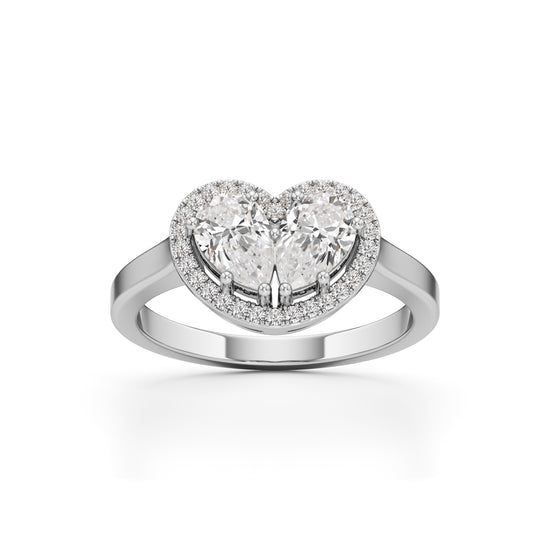 Haladira Heart Style Pear Cut Halo Ring