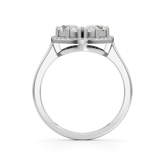 Haladira Heart Style Pear Cut Halo Ring