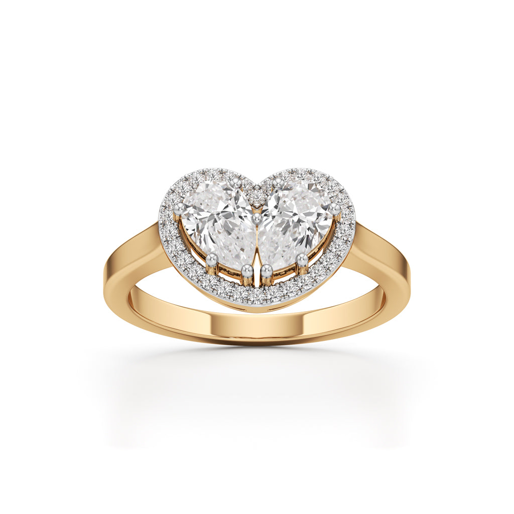 Haladira Heart Style Pear Cut Halo Ring