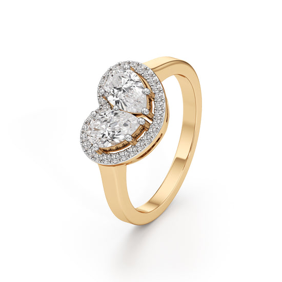 Haladira Heart Style Pear Cut Halo Ring